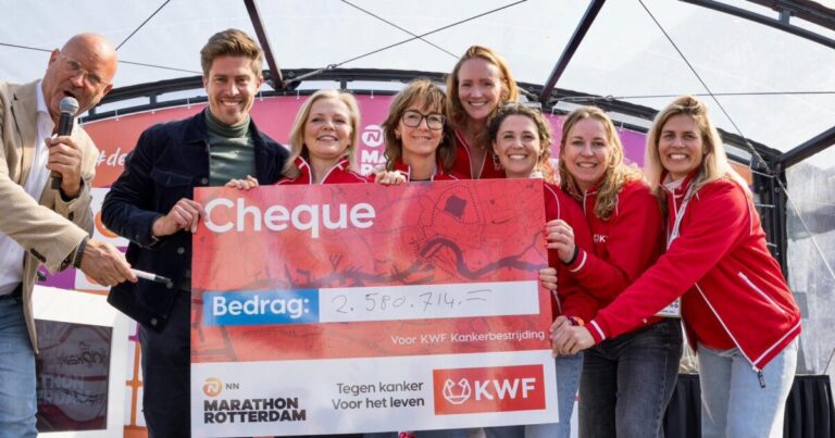 Primeur bij NN Marathon Rotterdam: recordbedrag van 2,5 miljoen voor KWF