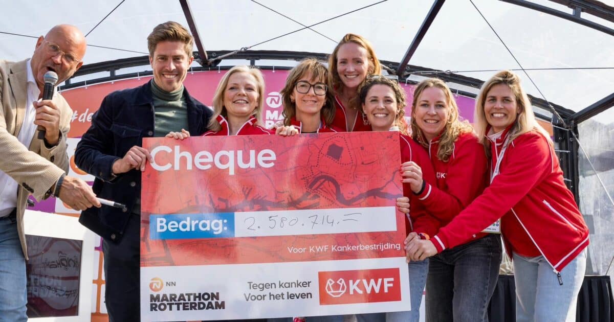 Primeur bij NN Marathon Rotterdam: recordbedrag van 2,5 miljoen voor KWF